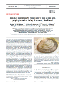 screen shot of Inter-Research Science Publisher article, quote: Benthic community response to ice algae and phytoplankton in Ny Ålesund, Svalbard
